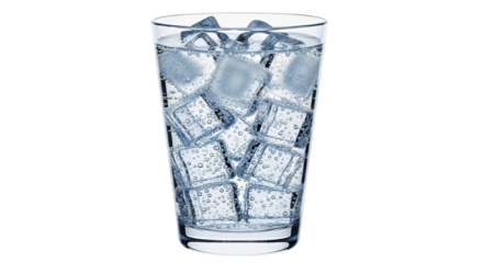 Isolated Glass of Water with Ice Cubes