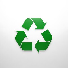 Obraz premium Green recycling symbol on a plain white background.