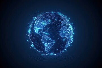 Global network sphere, glowing continents, interconnected