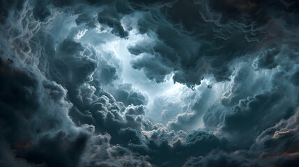 Dramatic Display: Epic Stormy Clouds Paint a Magnificent Contrast Against the Sky, Capturing Nature's Unpredictable Beauty and the Raw Power of an Incoming Storm.