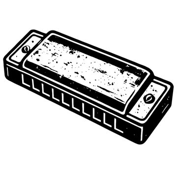 black and white harmonica instrument clip art preview