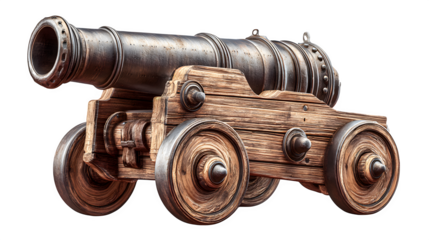 Historic-style cannon with wooden wheels and simple design