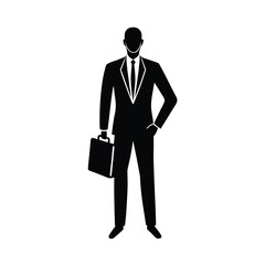Silhouette of a businessman holding a briefcase suit