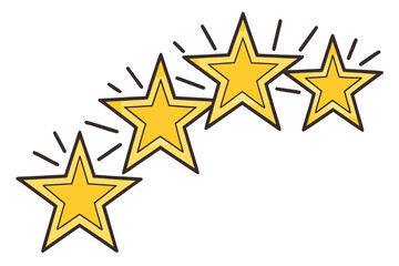 Obraz premium Four Yellow Stars with Sparkle Effect on White shining
