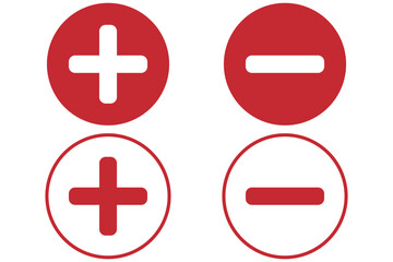 Pro Vector Math Toolkit and UI-Ready Button Sets. plus and minus circular element icon vector illustration. green plus and red minus icon.add and remove round button icons. positive and negative eps10