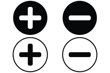 Pro Vector Math Toolkit and UI-Ready Button Sets. plus and minus circular element icon vector illustration. green plus and red minus icon.add and remove round button icons. positive and negative eps10