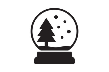 Snow globe silhouette vector art illustration on white background