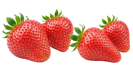 Isolated Four Fresh Red Strawberries