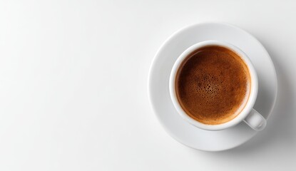 Fototapeta premium Espresso in a white cup and saucer on a white background