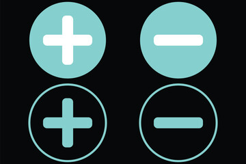 Pro Vector Math Toolkit and UI-Ready Button Sets. plus and minus circular element icon vector illustration. green plus and red minus icon.add and remove round button icons. positive and negative eps10