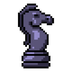 Obraz premium Vector Pixel Art Icon for Black Chess Knight