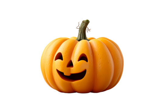 Smiling pumpkin with carved face for Halloween