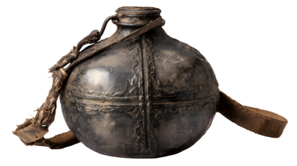 Military canteen with leather strap from colonial period