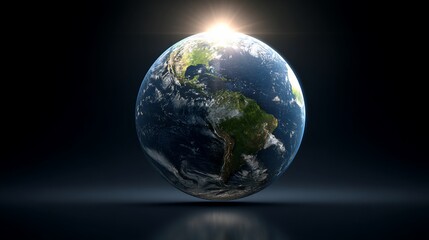 Fototapeta premium Earth illuminated with sunrise in space