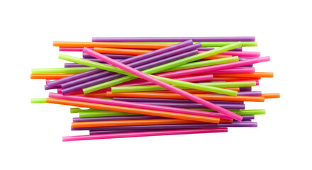 Isolated Colorful Plastic Sticks Pile