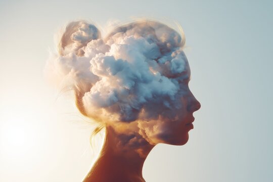 A Cloudy Mind A Double Exposure on Mental Health and Therapy
