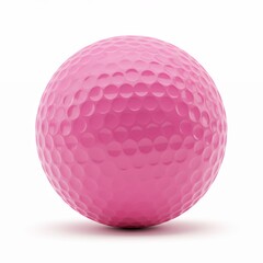 Soft pink golf ball with classic dimpled surface isolated on white for women's sports equipment catalogs and lifestyle branding