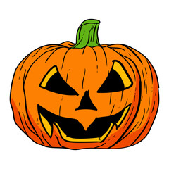 Handdrawn Spooky Pumpkin Jack O'Lantern Illustration for Halloween Celebration