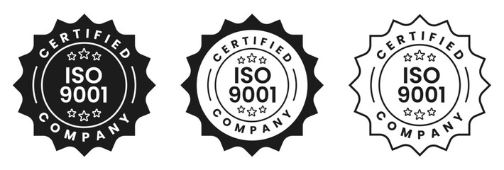 ISO 9001 Certified Company Stamp Badge Seal Label Quality Assurance Compliance Mark for Quality Management Standard Certification Vector Illustration with Transparent Background