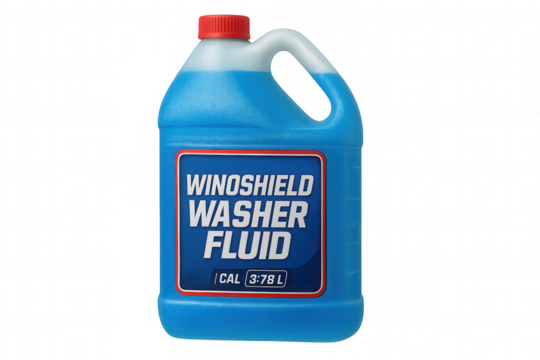 Blue windshield washer fluid in a plastic gallon jug with red cap, isolated on transparent background - Powered by Adobe