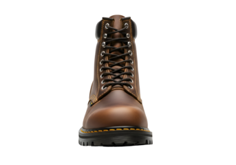 Brown Leather Work Boot with Black Laces and Sole.