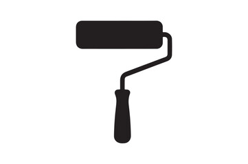 Paint Roller silhouette vector art illustration on white background