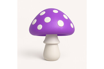 3D icon of a red toadstool mushroom with white spots, cartoonish but realistic texture, on white background, square format, soft lighting