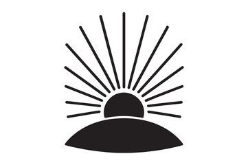 Radiant Sunbeams silhouette vector art illustration on white background