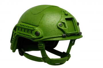 Fototapeta premium Modern combat helmet offering essential head protection, featuring a sleek design against a transparent background for versatile use
