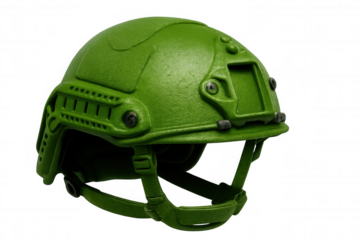 Modern combat helmet offering essential head protection, featuring a sleek design against a transparent background for versatile use