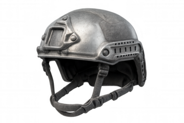 Studio shot of a modern combat helmet, providing protection and tactical advantage on transparent background