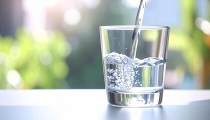 Refreshing Drink – Crystal Clear Water with Sunlight Background