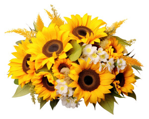 Obraz premium PNG Sunflower bouquet plant white background inflorescence.