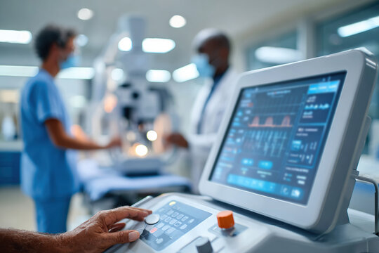 Diagnostic machine actively scanning patient in a modern healthcare facility during examination