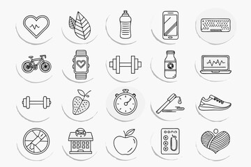 A vibrant collection of food and drink icons perfect for web design and restaurant business