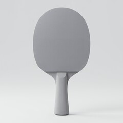 Gray textured table tennis paddle with matte finish rubber surface and light wood handle on neutral studio background