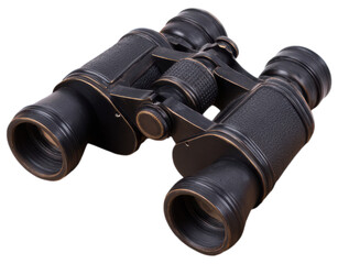 A pair of vintage binoculars with leather accents, designed for high magnification and clarity in viewing distant objects.