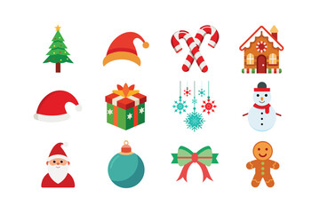 Winter Holiday Decorative Graphic Pack – Santa, Elf, Tree, Reindeer, Lights, Gifts, and Festive Christmas Icons