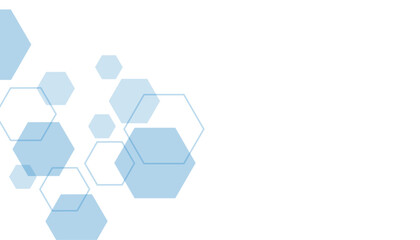 Geometric abstract background with blue hexagons. Structure molecule and communication. Science, technology and medical concept. Vector illustration