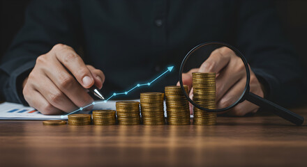 Investor tracking the progress of his stock and asset portfolio