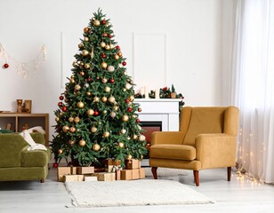 Christmas tree in living room decor