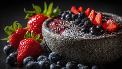 Vibrant berry bowl with chia seeds