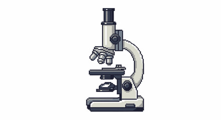 Pixelated Microscope A Detailed Digital Science Tool Illustration