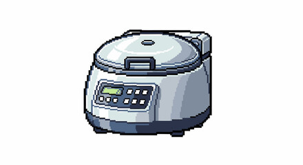 Fototapeta premium Retro-style Rice Cooker Illustration in Pixel Art A Culinary Appliance with a Digital Display