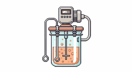 Laboratory Bioreactor Illustration A Pixelated View of Scientific Equipment