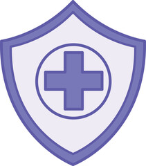 Colored Health Protection Icon. Vector Illustration. Shield and Plus Sign. Strengthening and Restoring Human Health, Preventing Diseases and Injuries. Concept Protection