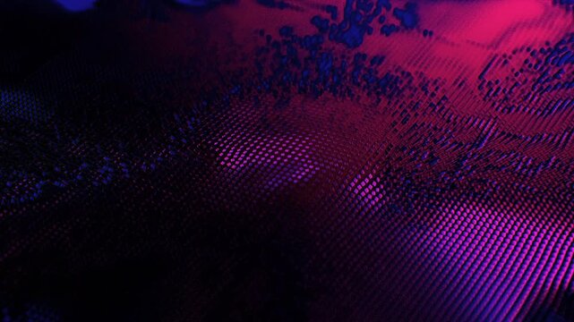 Abstract background of thousands of rectangles creating a wave surface. Modern neon lighting. Business concept. 3d animation 4K stock video