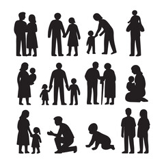 family silhouettes set