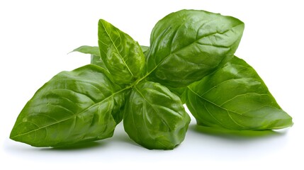 Fresh basil leaves, displaying vibrant green hues, showcasing their natural beauty