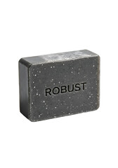 Rectangular Bar of Dark Soap with ROBUST Inscription.
